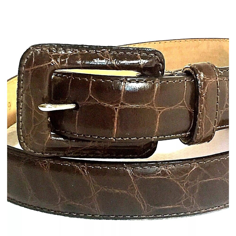 WCM New York Vtg Skinny Belt Italian Calfskin Leather Crocodile Embossed M 34